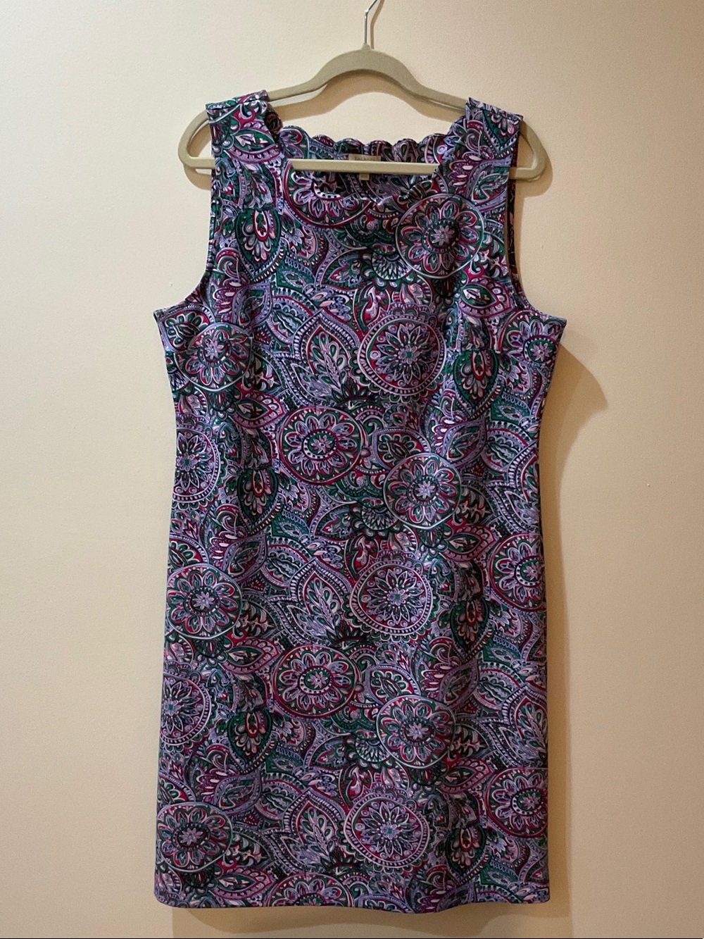 Talbots Purple and Teal Paisley Sleeveless Shift Dress